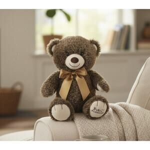 FAO Schwarz 17" Brown Teddy Bear Plush Stuffed Animal Bow Tie